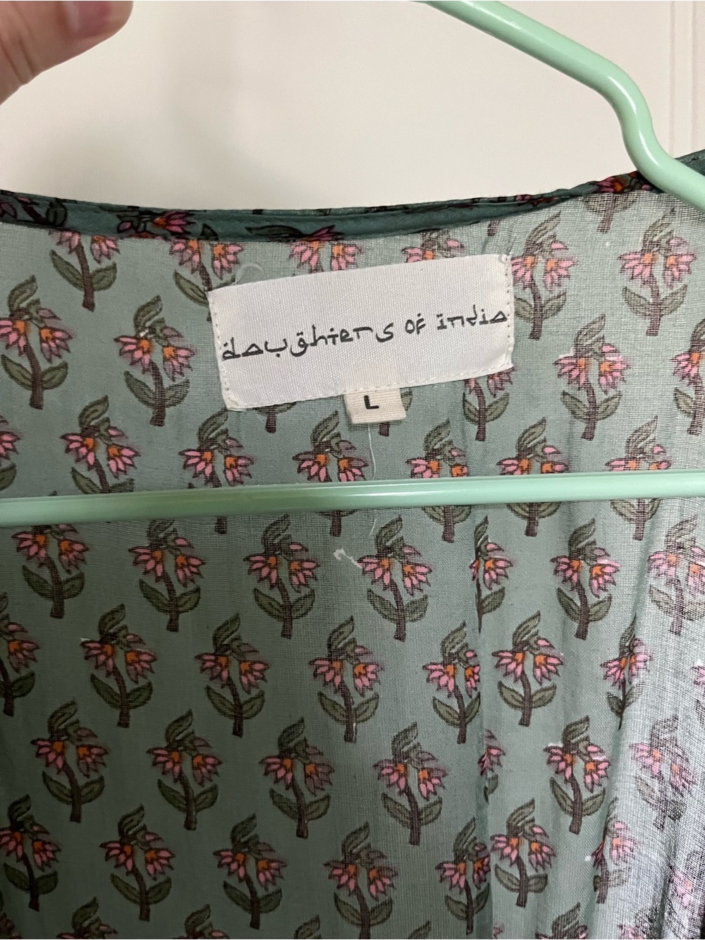 Daughters of India Zuri wrap Green Floral Dress - Picture 2 of 2